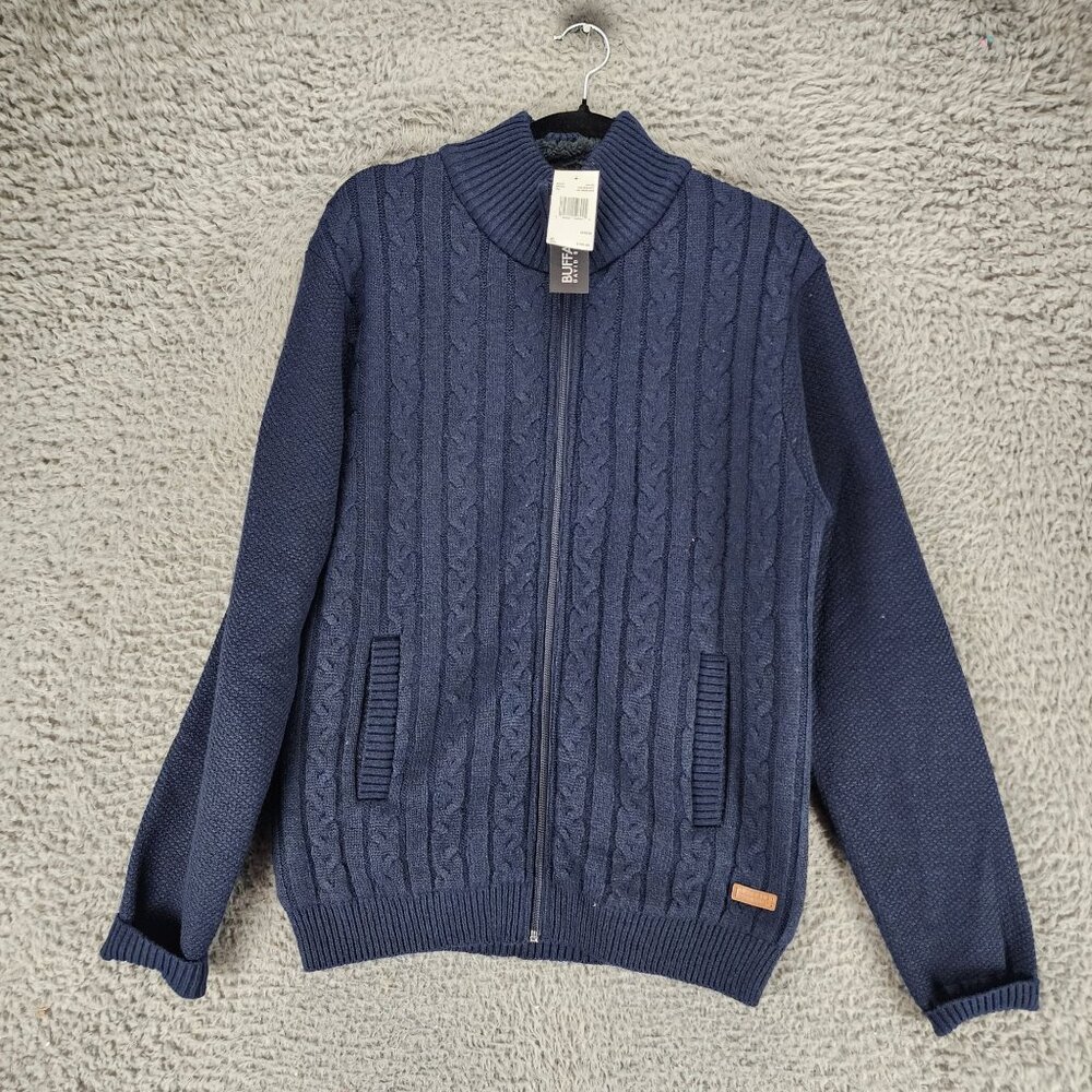 Buffalo David Bitton Sweater Jacket Mens Medium Blue Knit Cardigan *NWT*
